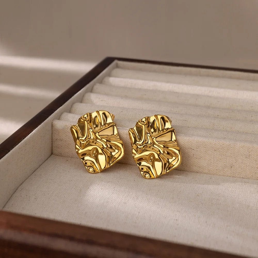 J'ador Paris Earrings Chunky Rectangular Gold Earrings