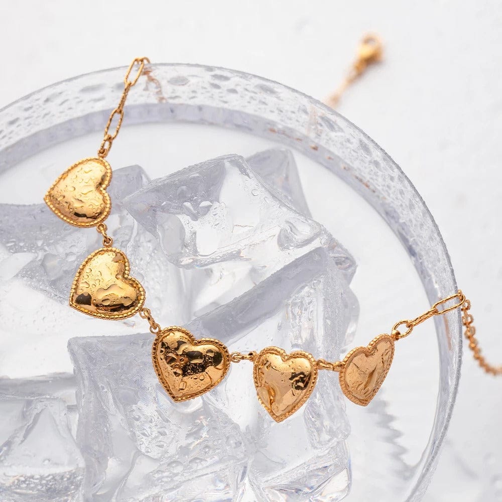 J'ador Paris Earrings Golden Heart Charm Necklace