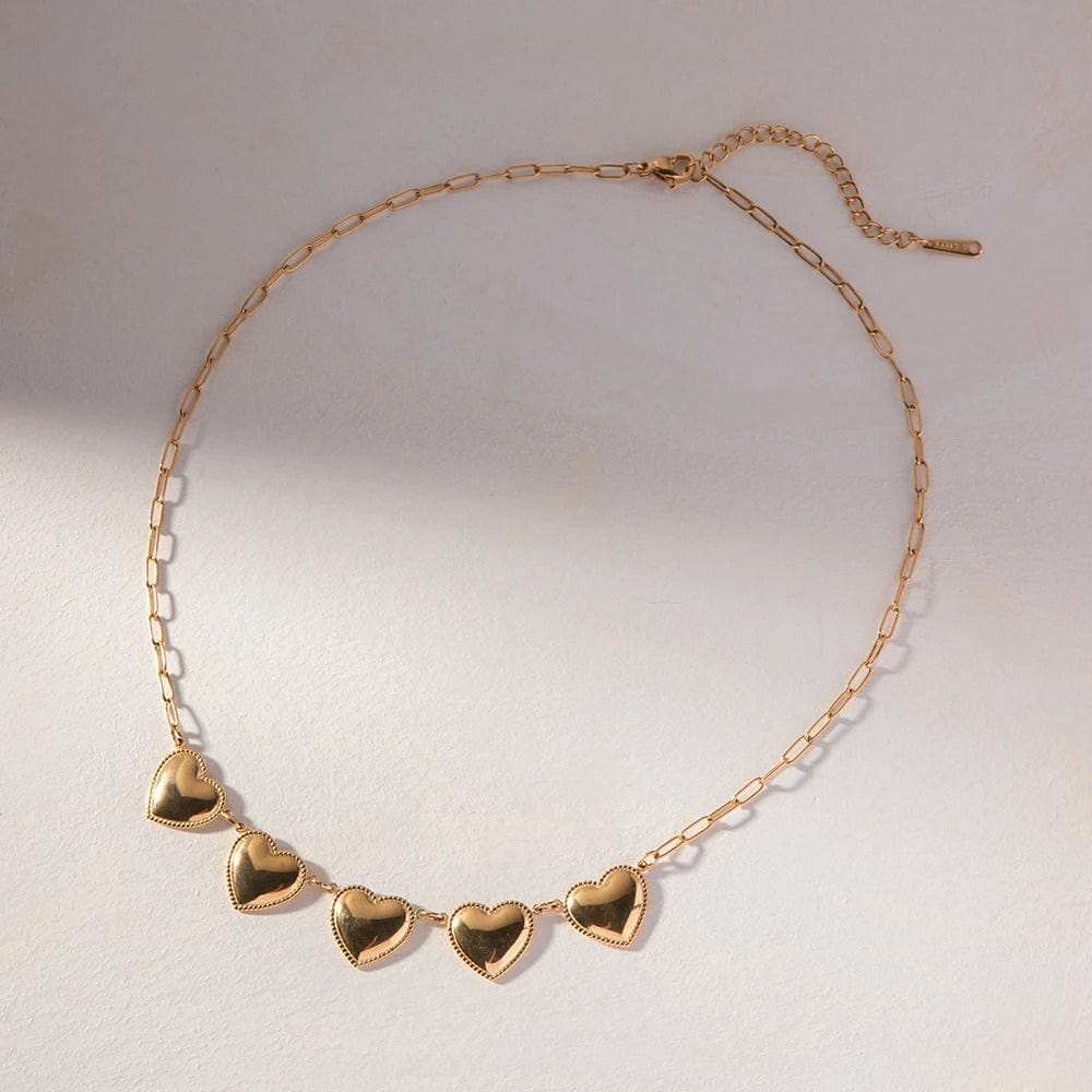 J'ador Paris Earrings Golden Heart Charm Necklace