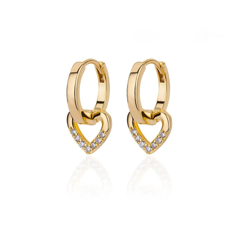 J'ador Paris Earrings Gold Heart Dangle Earrings