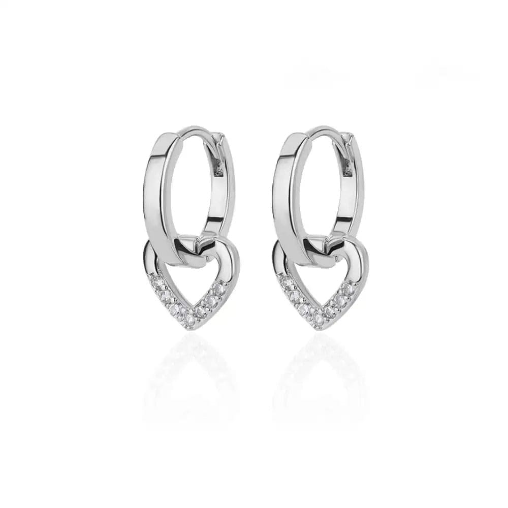 J'ador Paris Earrings Silver Heart Dangle Earrings