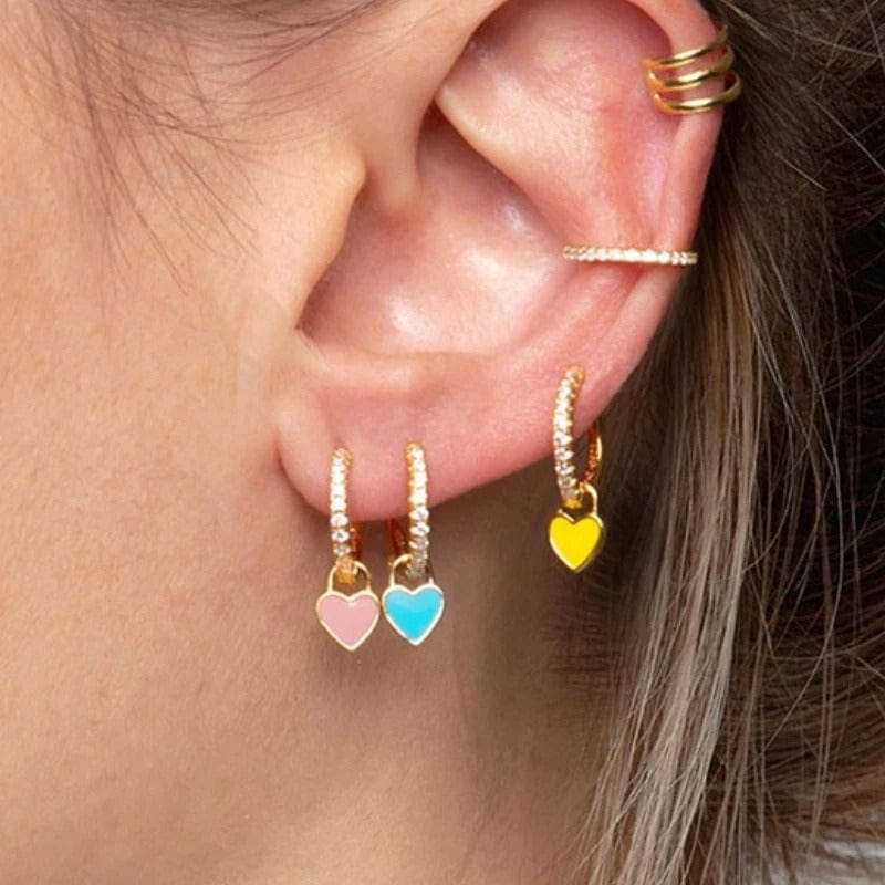 J'ador Paris Earrings Heart Huggies
