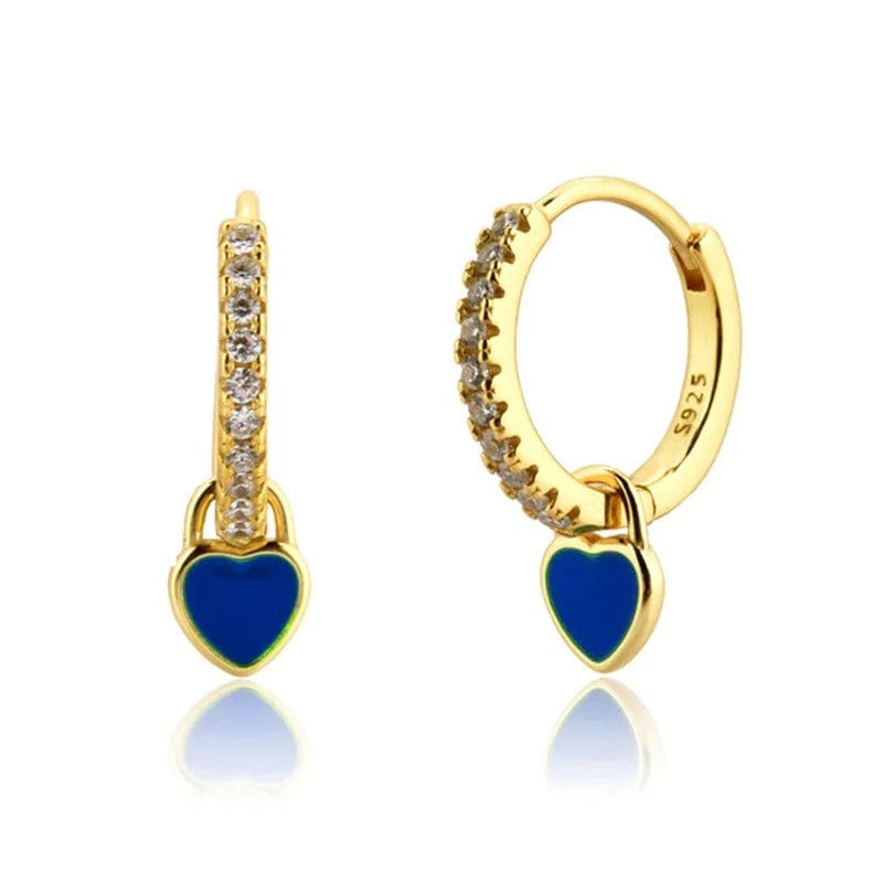 J'ador Paris Earrings Gold / Dark Blue Heart Huggies