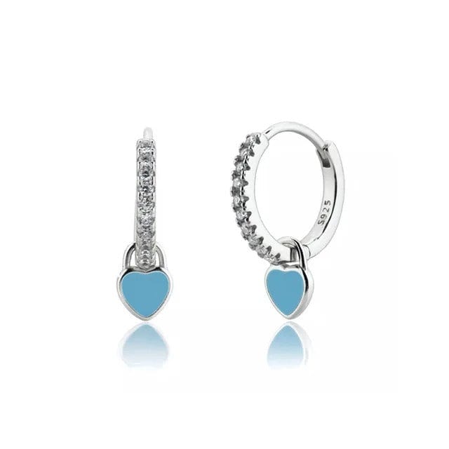 J'ador Paris Earrings Silver / Blue Heart Huggies