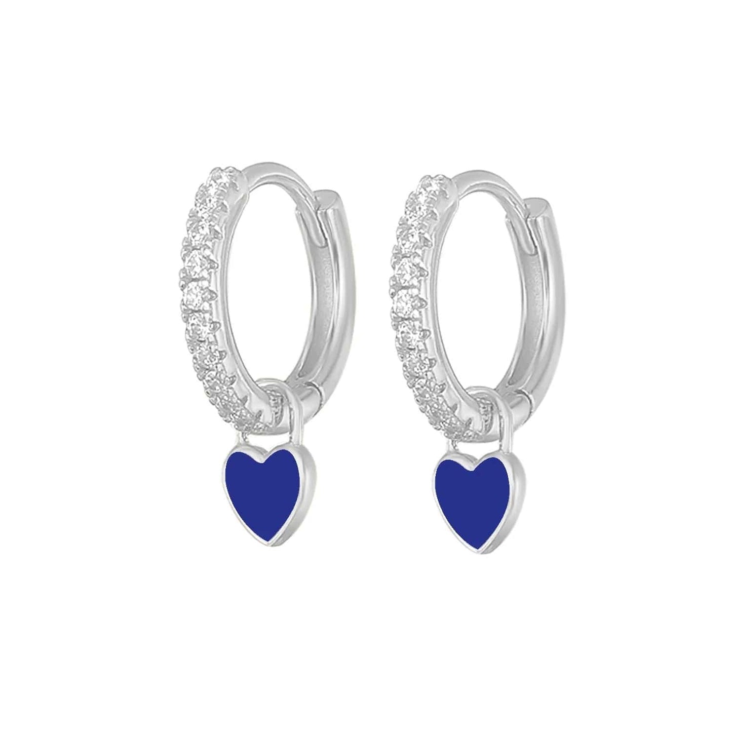 J'ador Paris Earrings Silver / Dark Blue Heart Huggies