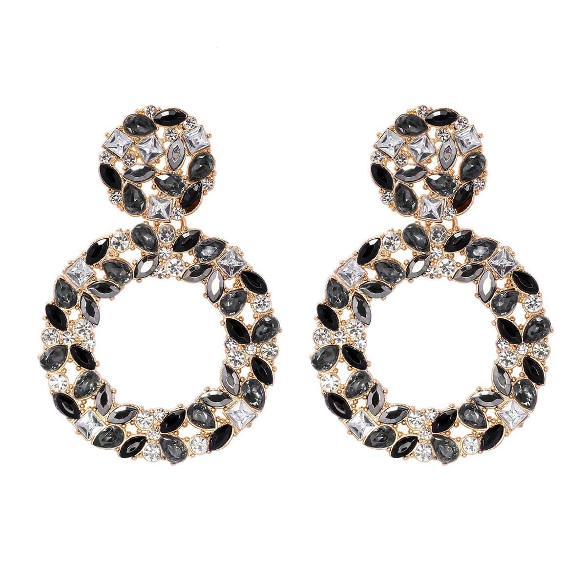 J'ador Paris Earrings Black Rhinestone Crystal Drop Earrings