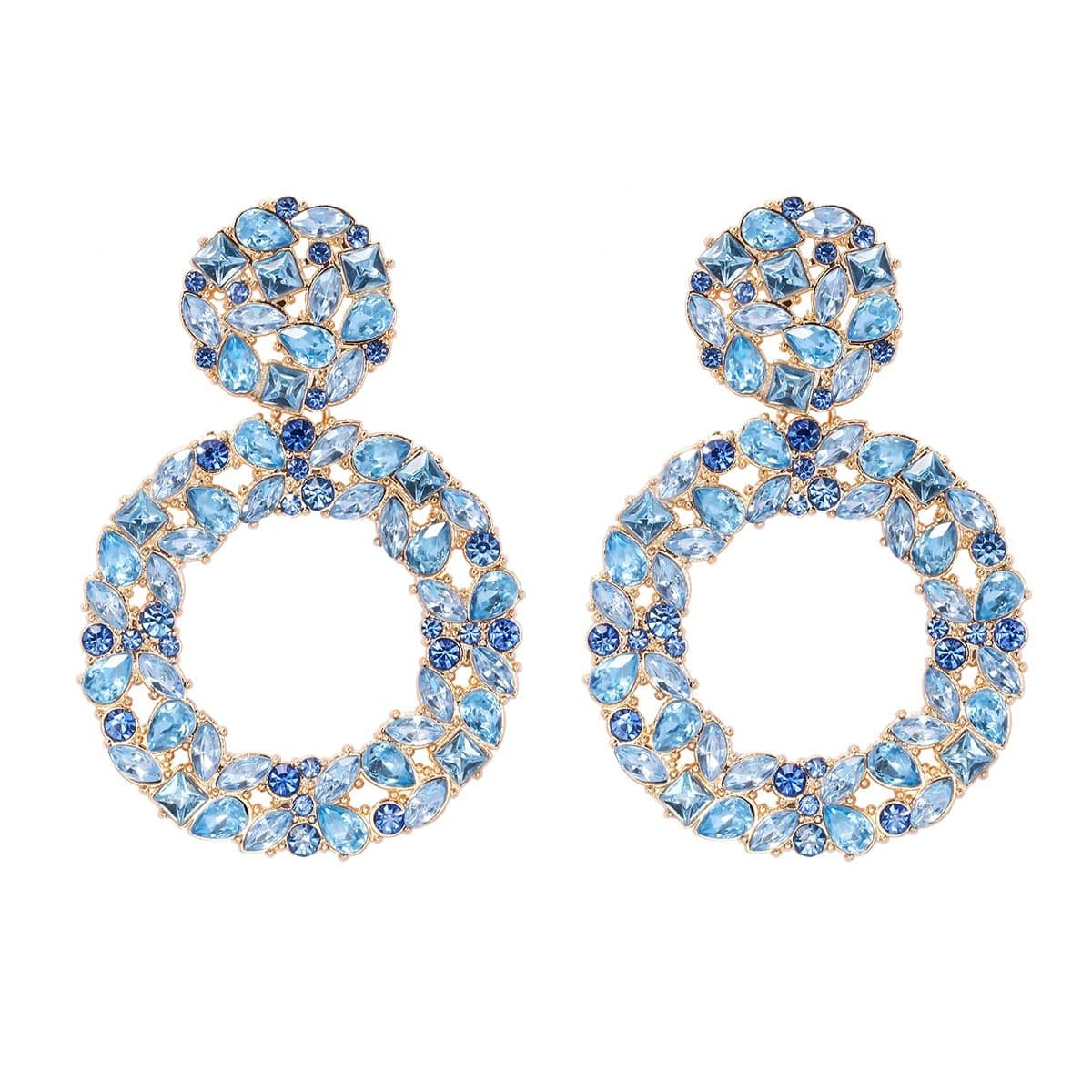 J'ador Paris Earrings Blue Rhinestone Crystal Drop Earrings