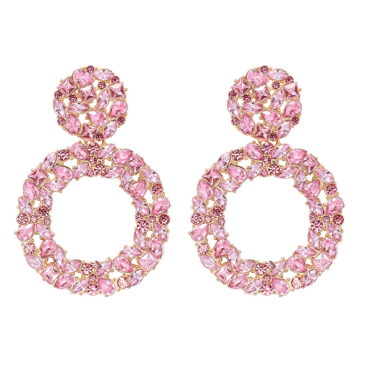 J'ador Paris Earrings Light Pink Rhinestone Crystal Drop Earrings