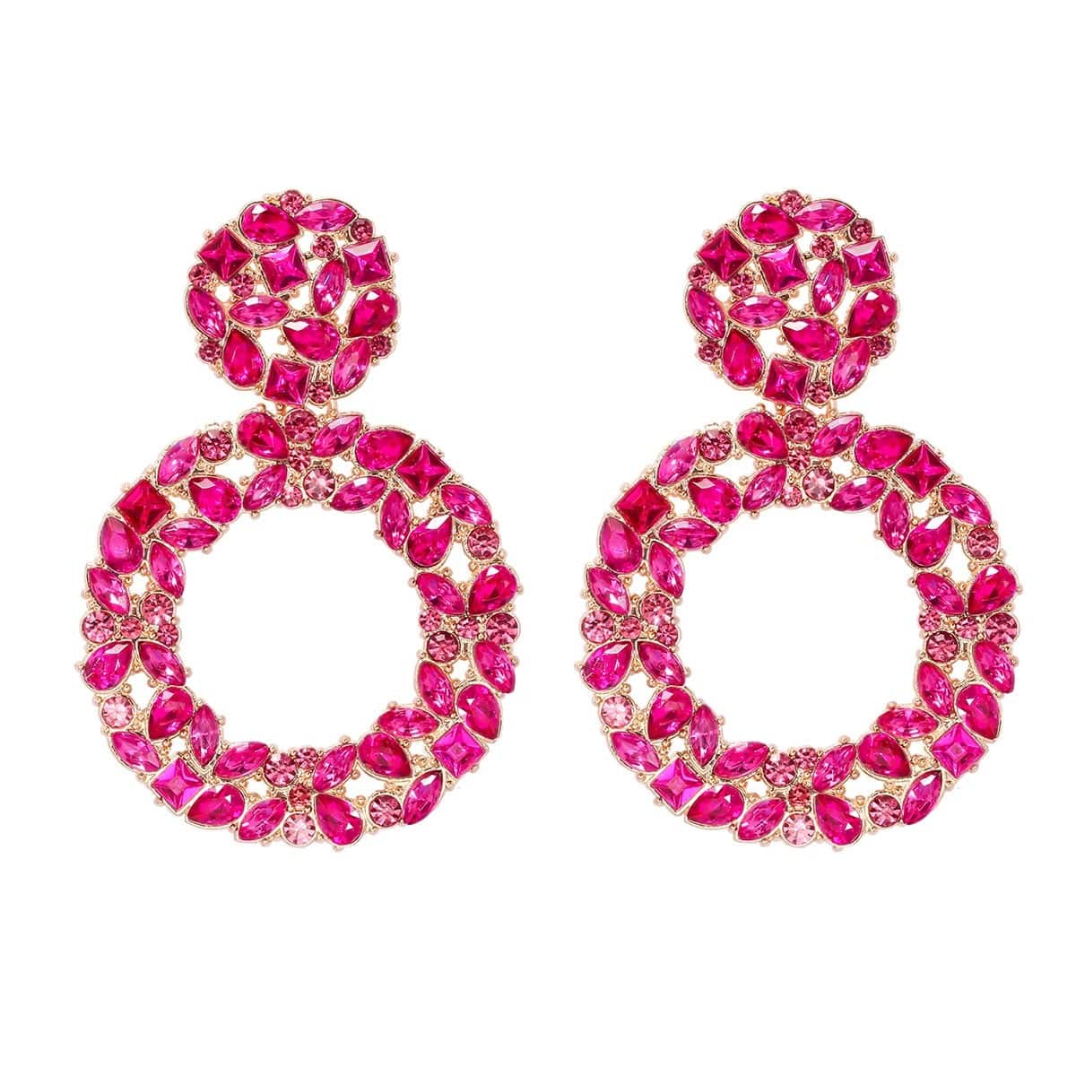 J'ador Paris Earrings Pink Rhinestone Crystal Drop Earrings