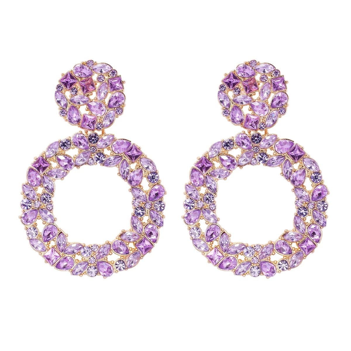J'ador Paris Earrings Purple Rhinestone Crystal Drop Earrings
