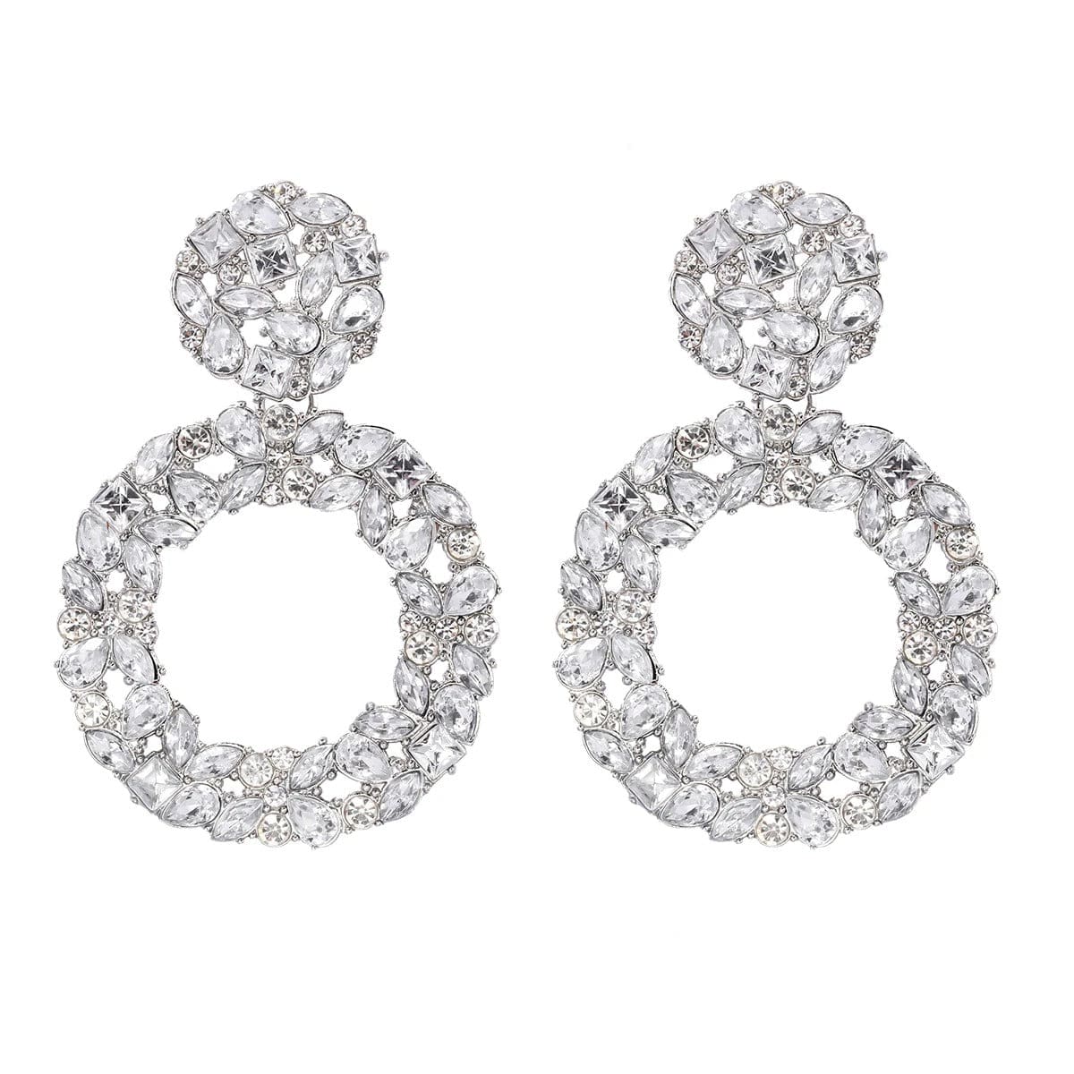 J'ador Paris Earrings White Rhinestone Crystal Drop Earrings