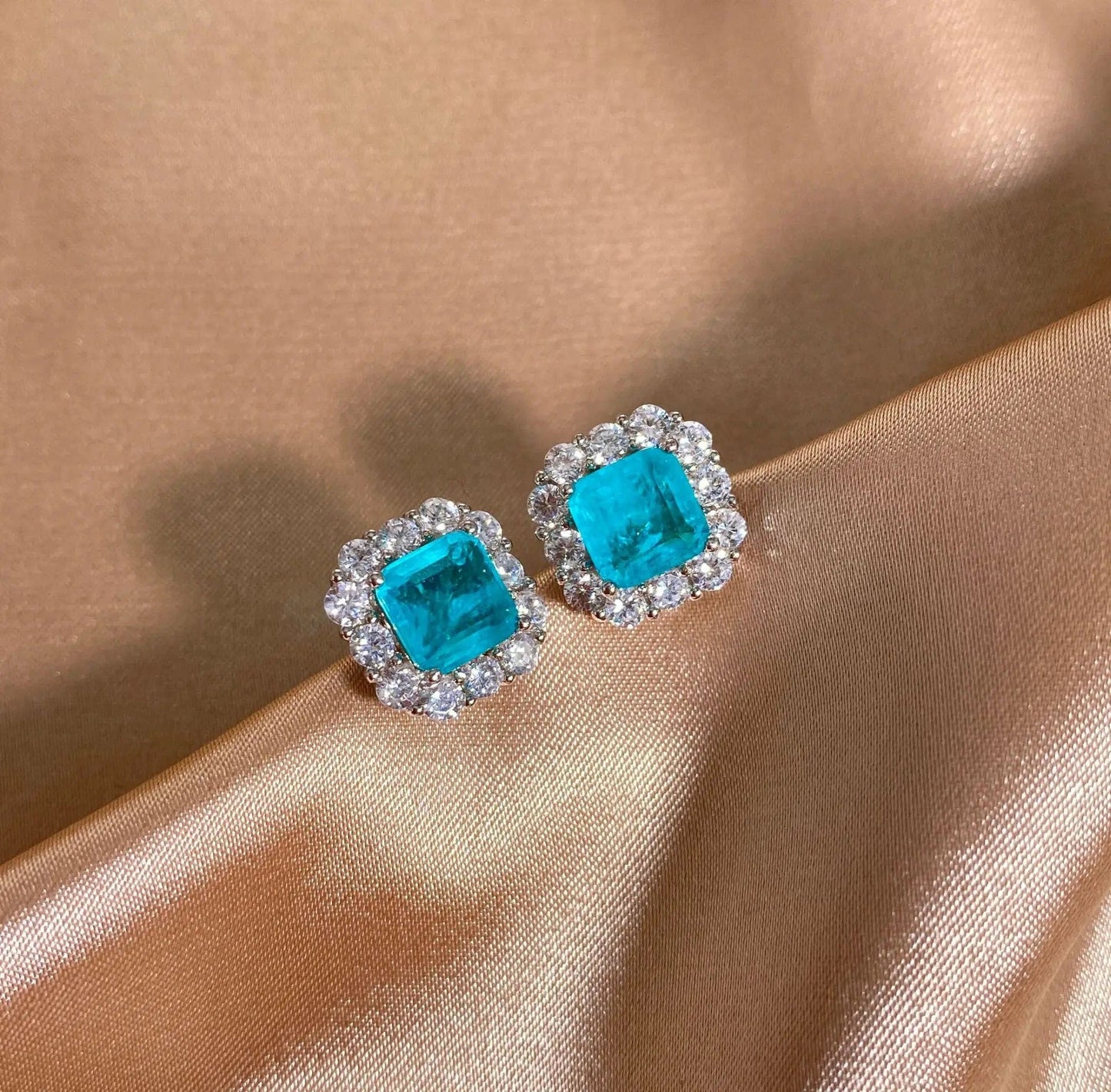 J'ador Paris Earrings Square Paraiba Tourmaline Earrings