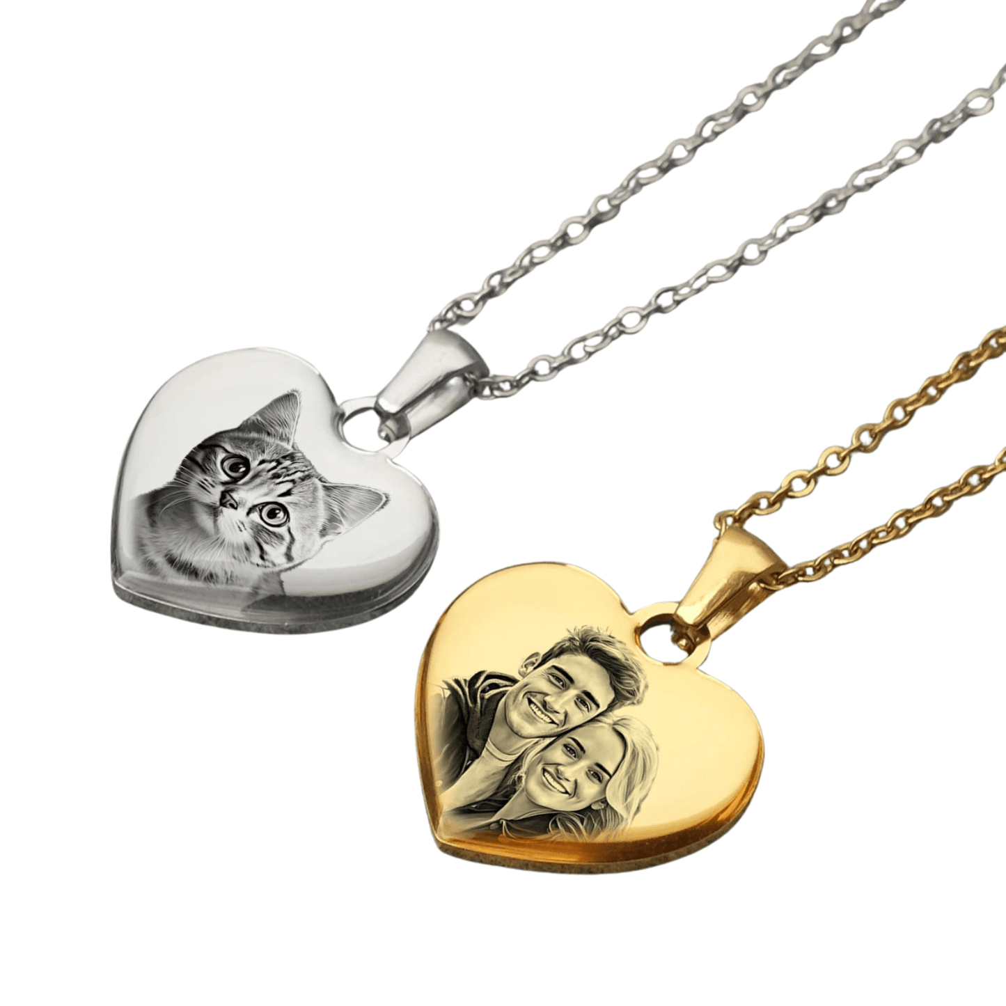J'ador Paris Necklaces Engraved Heart Photo Necklace