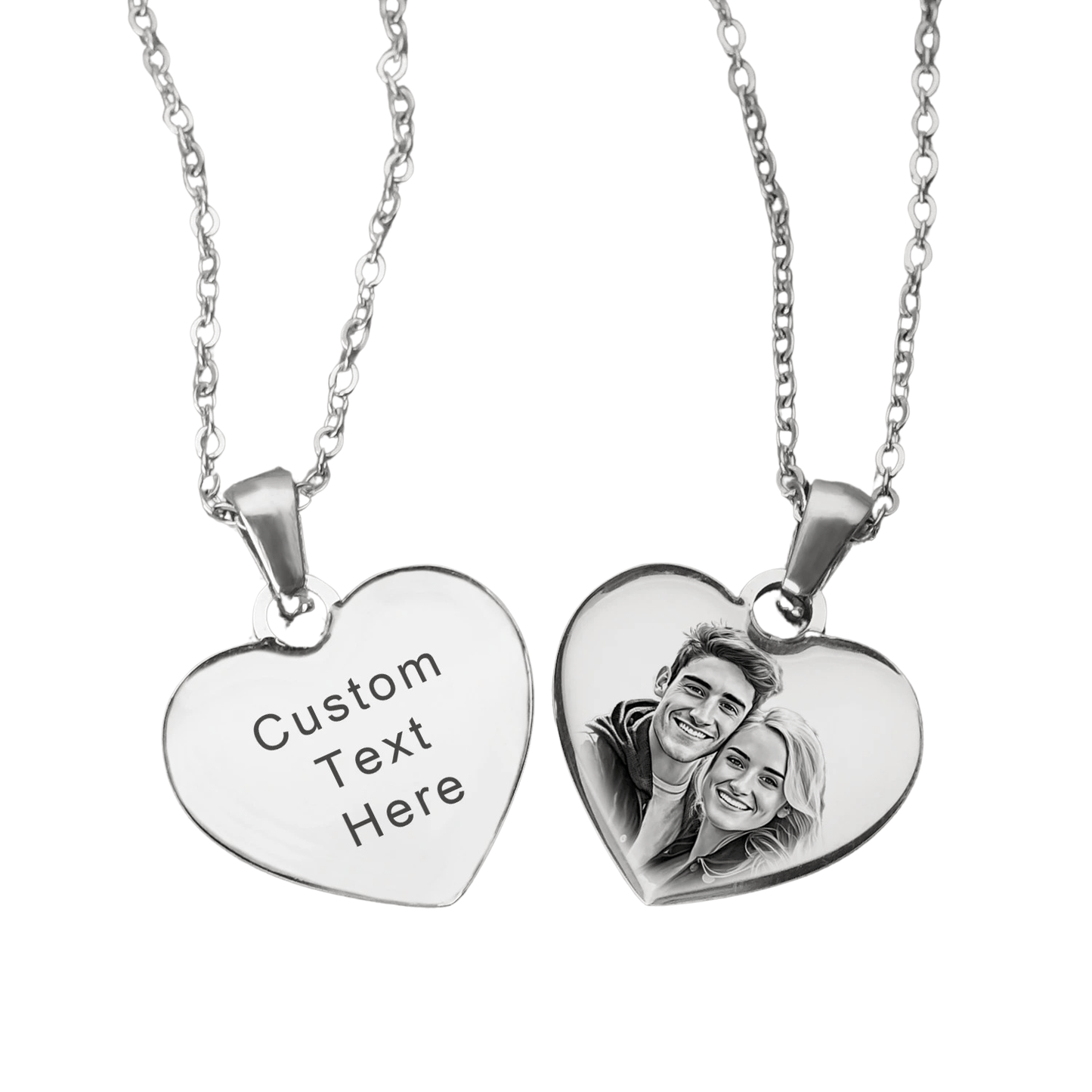 J'ador Paris Necklaces Engraved Heart Photo Necklace