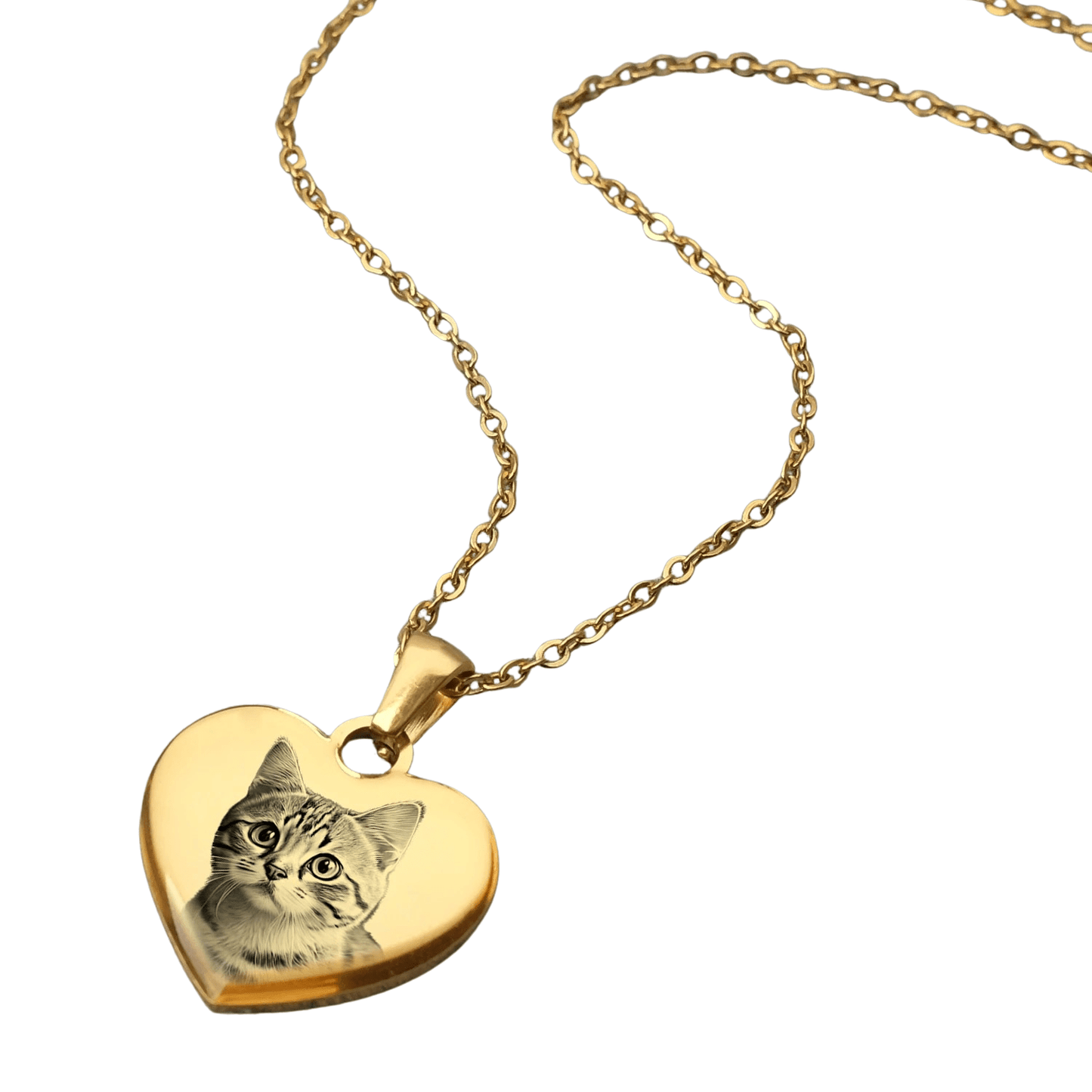 J'ador Paris Necklaces Gold Engraved Heart Photo Necklace