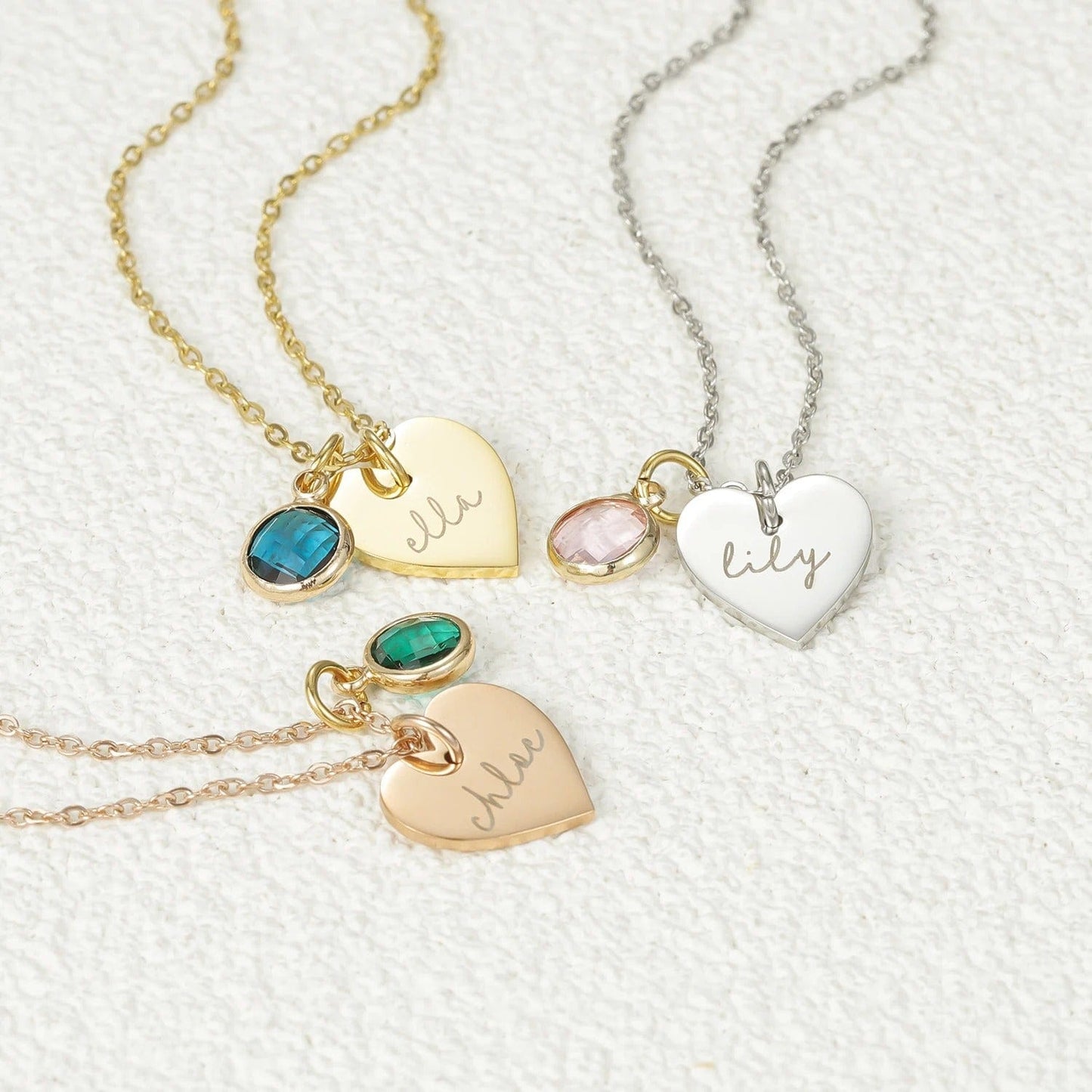 J'ador Paris Necklaces Heart Birthstone Name Necklace