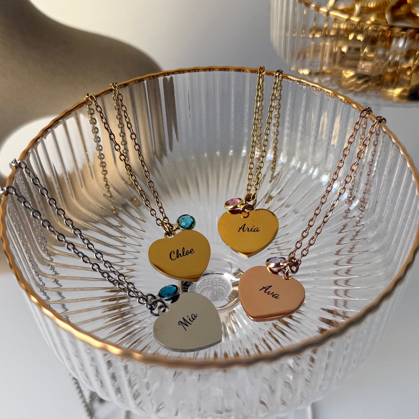 J'ador Paris Necklaces Heart Birthstone Name Necklace