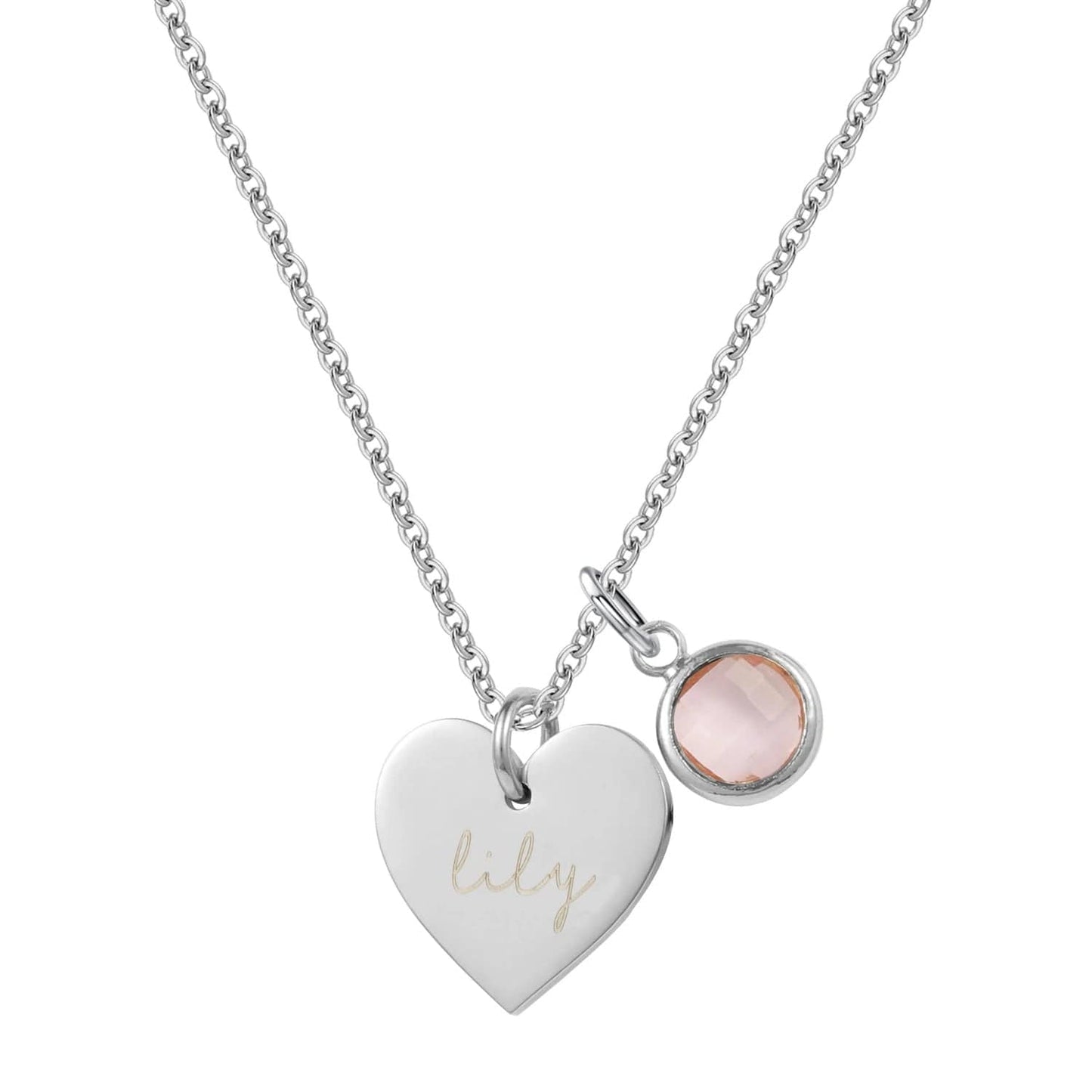 J'ador Paris Necklaces Silver / January Heart Birthstone Name Necklace