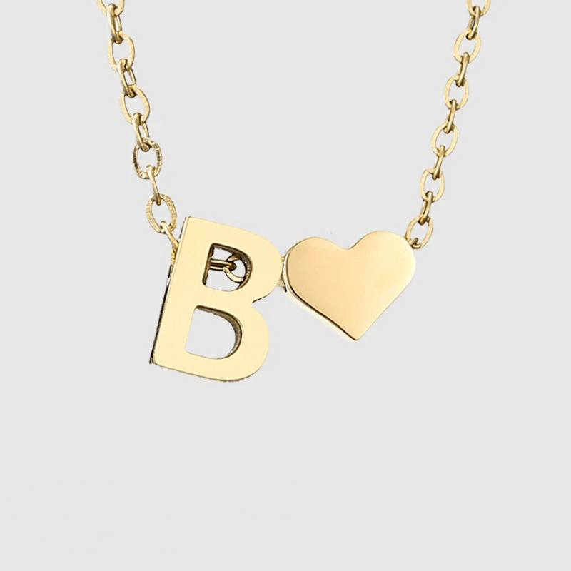 J'ador Paris Necklaces B Heart Initial Necklace