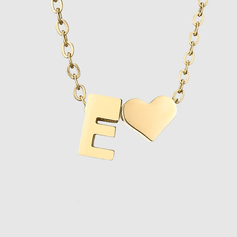 J'ador Paris Necklaces E Heart Initial Necklace