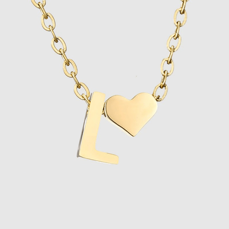 J'ador Paris Necklaces L Heart Initial Necklace