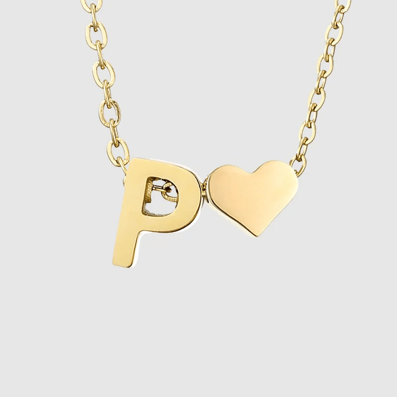 J'ador Paris Necklaces P Heart Initial Necklace
