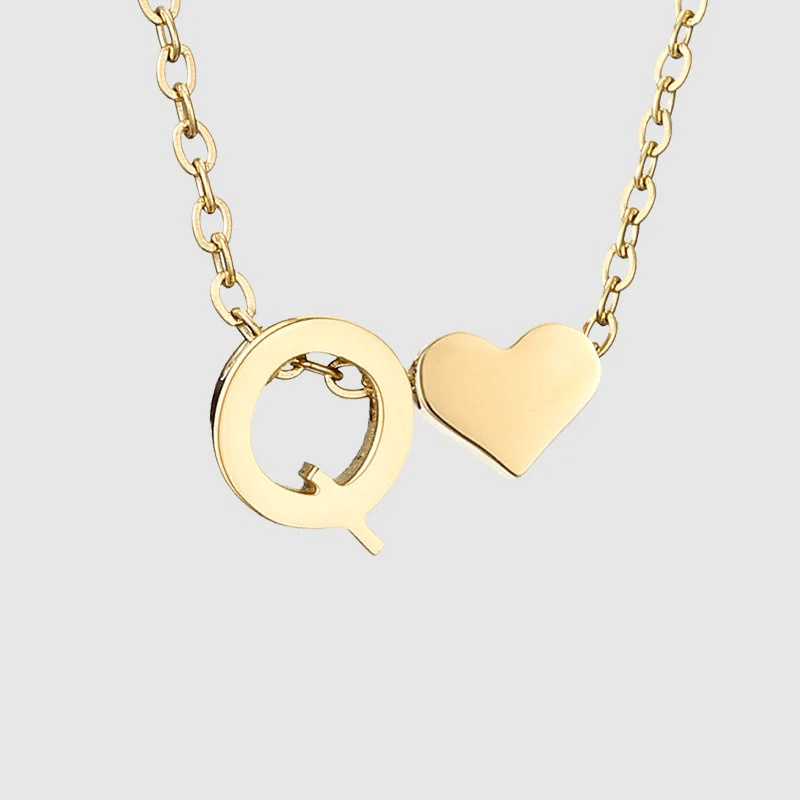 J'ador Paris Necklaces Q Heart Initial Necklace
