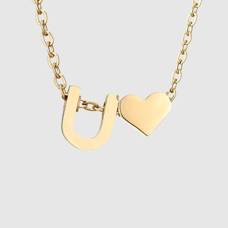 J'ador Paris Necklaces U Heart Initial Necklace