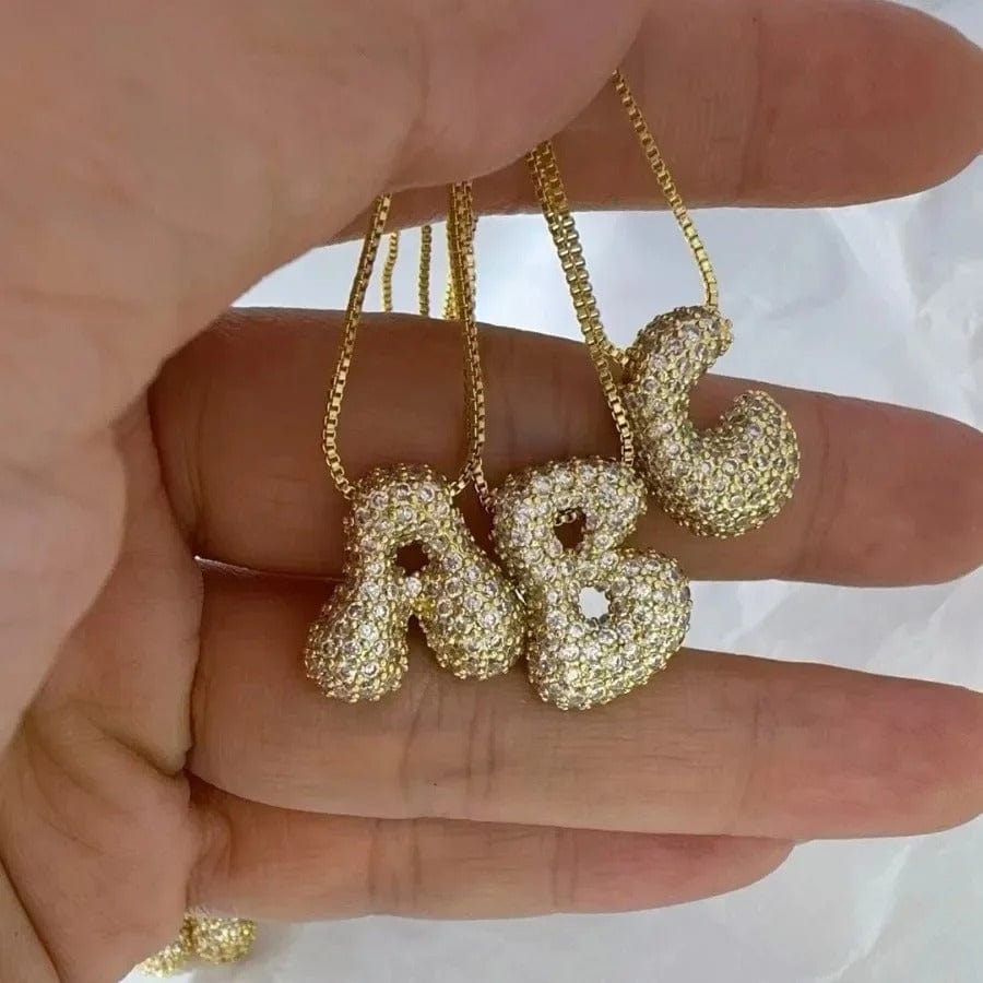 J'ador Paris Necklaces Sparkly Bubble Initial Necklace