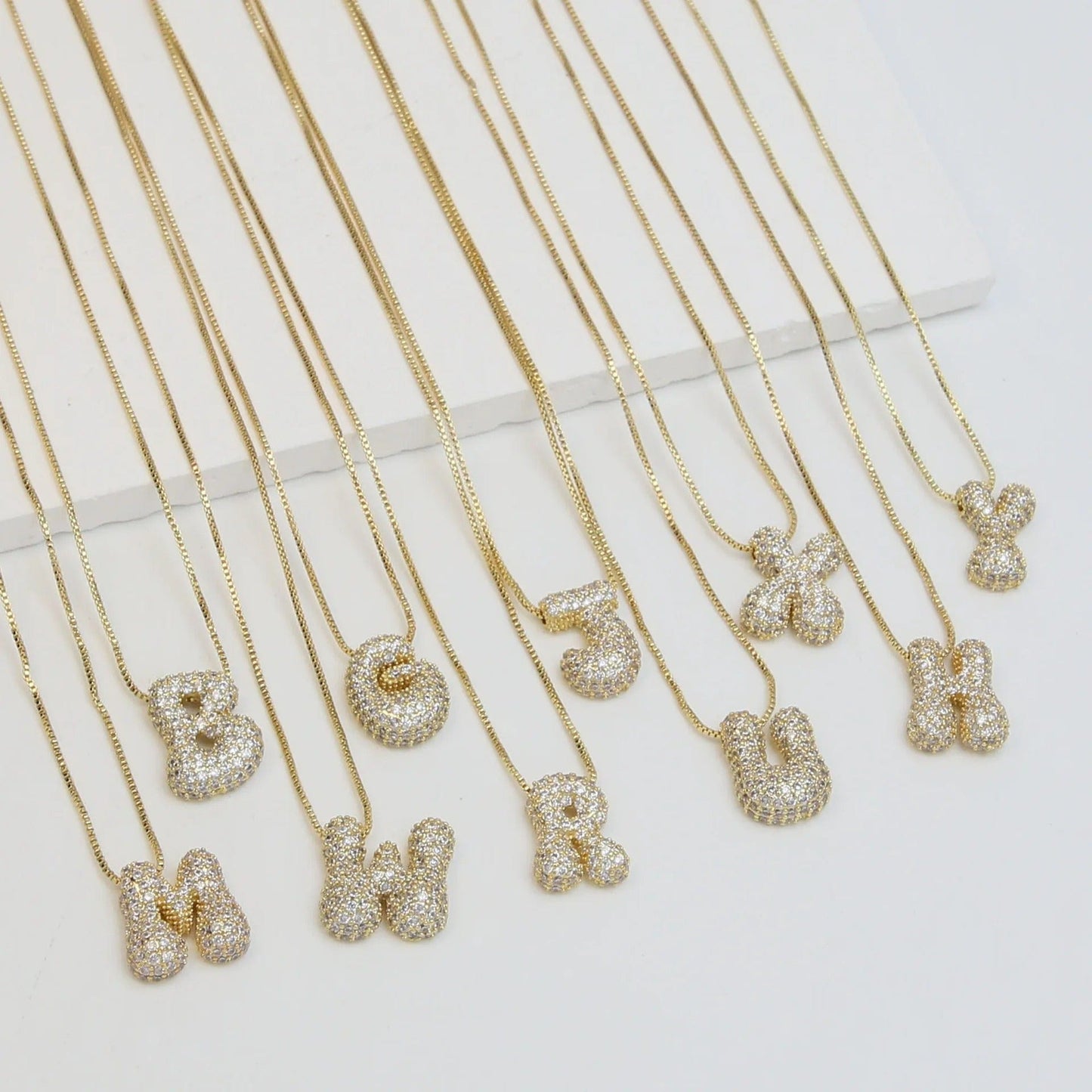 J'ador Paris Necklaces Sparkly Bubble Initial Necklace