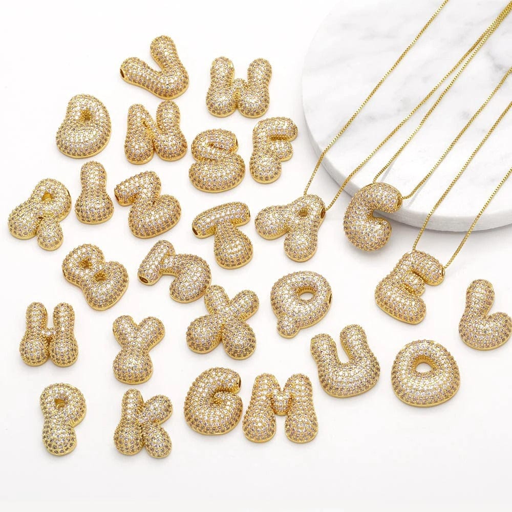J'ador Paris Necklaces Sparkly Bubble Initial Necklace