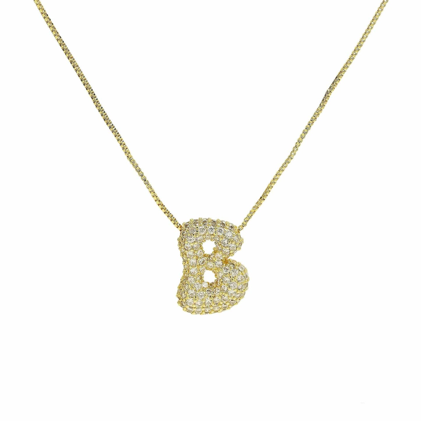 J'ador Paris Necklaces Gold / B Sparkly Bubble Initial Necklace