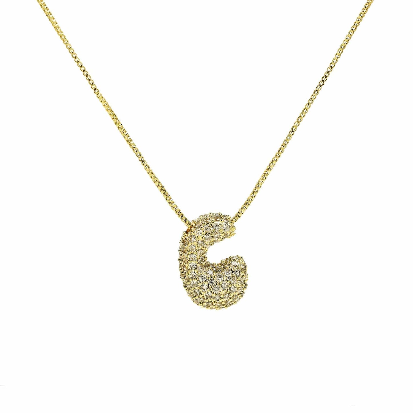 J'ador Paris Necklaces Gold / C Sparkly Bubble Initial Necklace