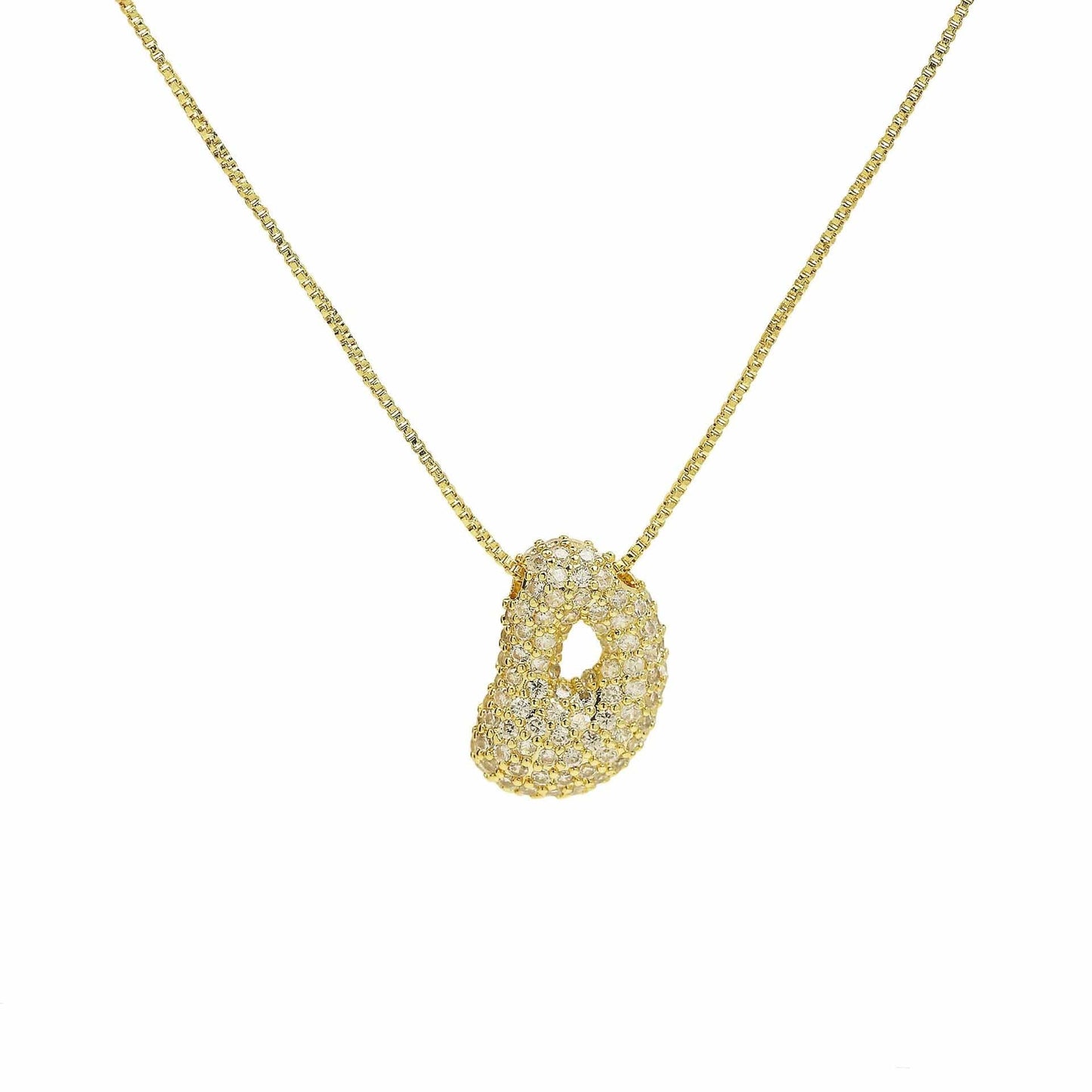 J'ador Paris Necklaces Gold / D Sparkly Bubble Initial Necklace