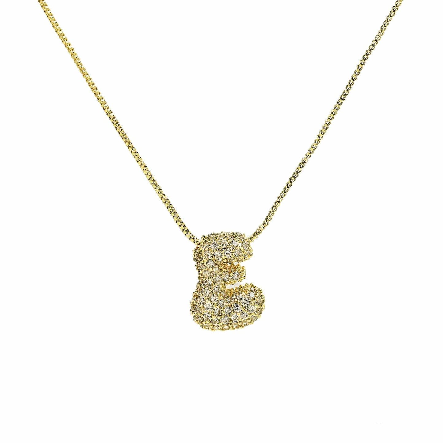 J'ador Paris Necklaces Gold / E Sparkly Bubble Initial Necklace