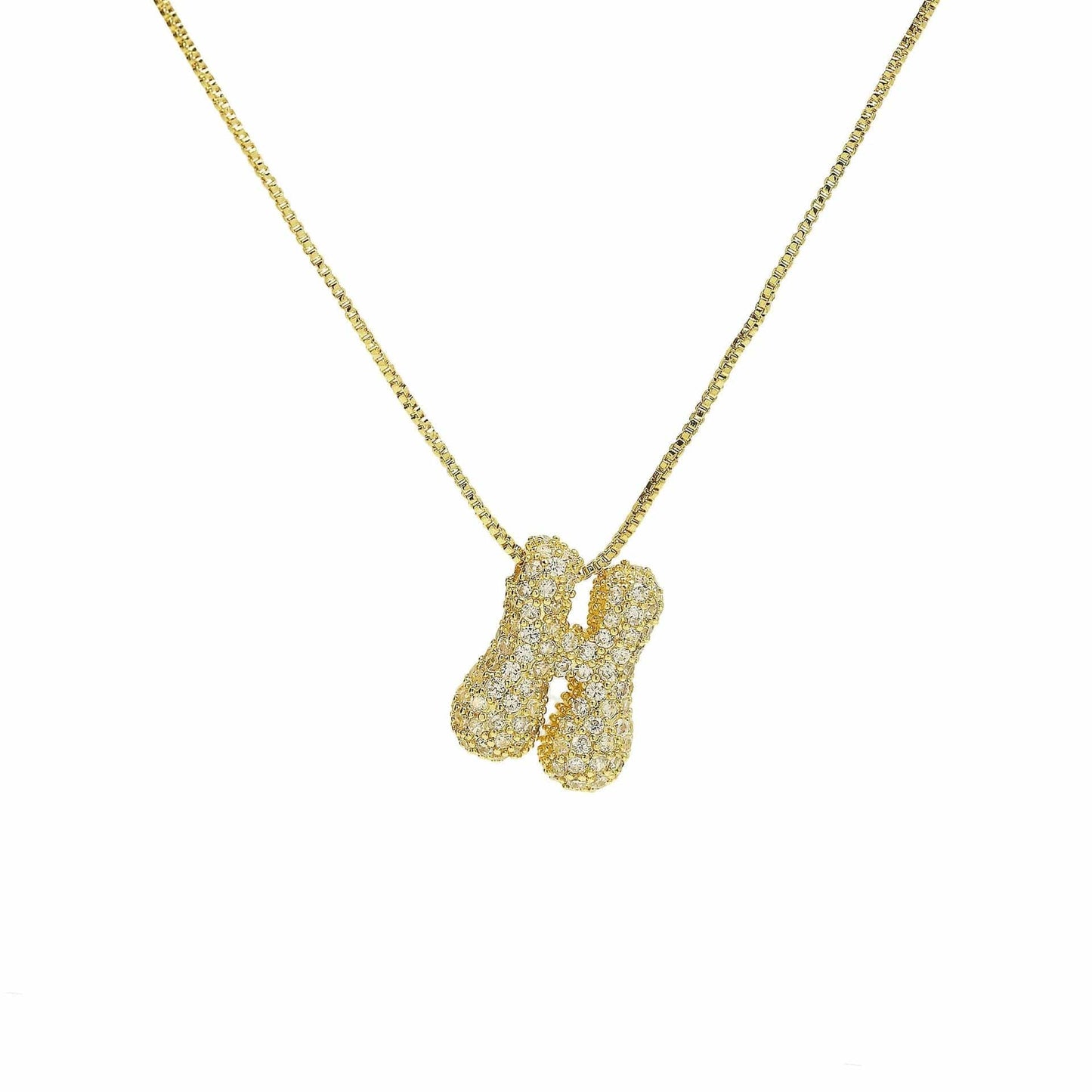 J'ador Paris Necklaces Gold / H Sparkly Bubble Initial Necklace