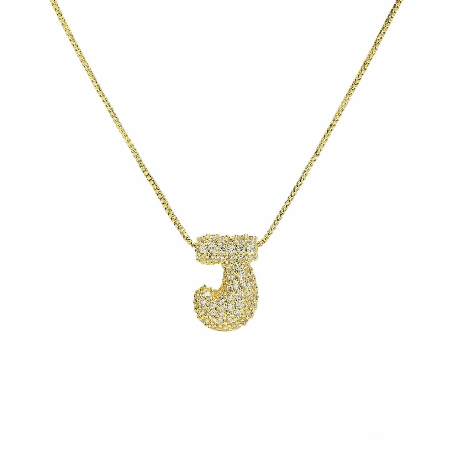 J'ador Paris Necklaces Gold / J Sparkly Bubble Initial Necklace
