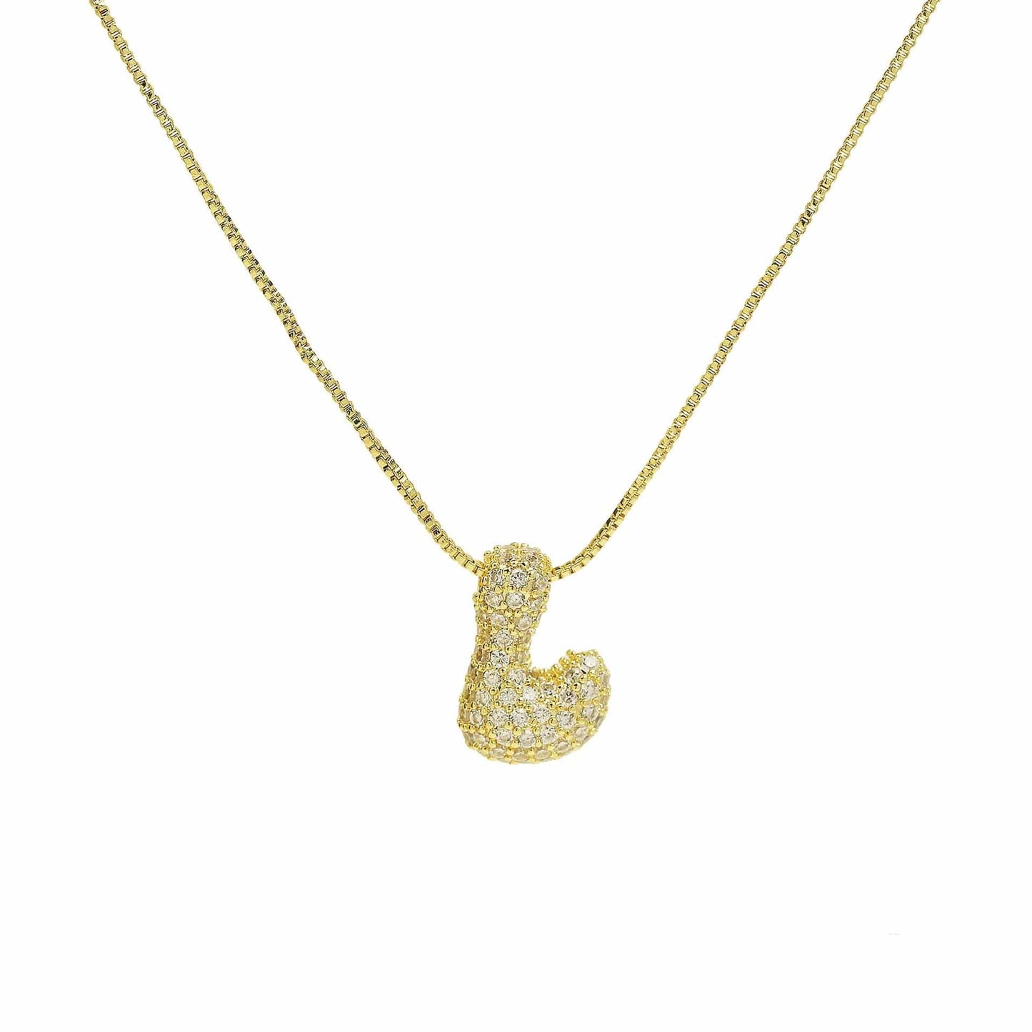 J'ador Paris Necklaces Gold / L Sparkly Bubble Initial Necklace