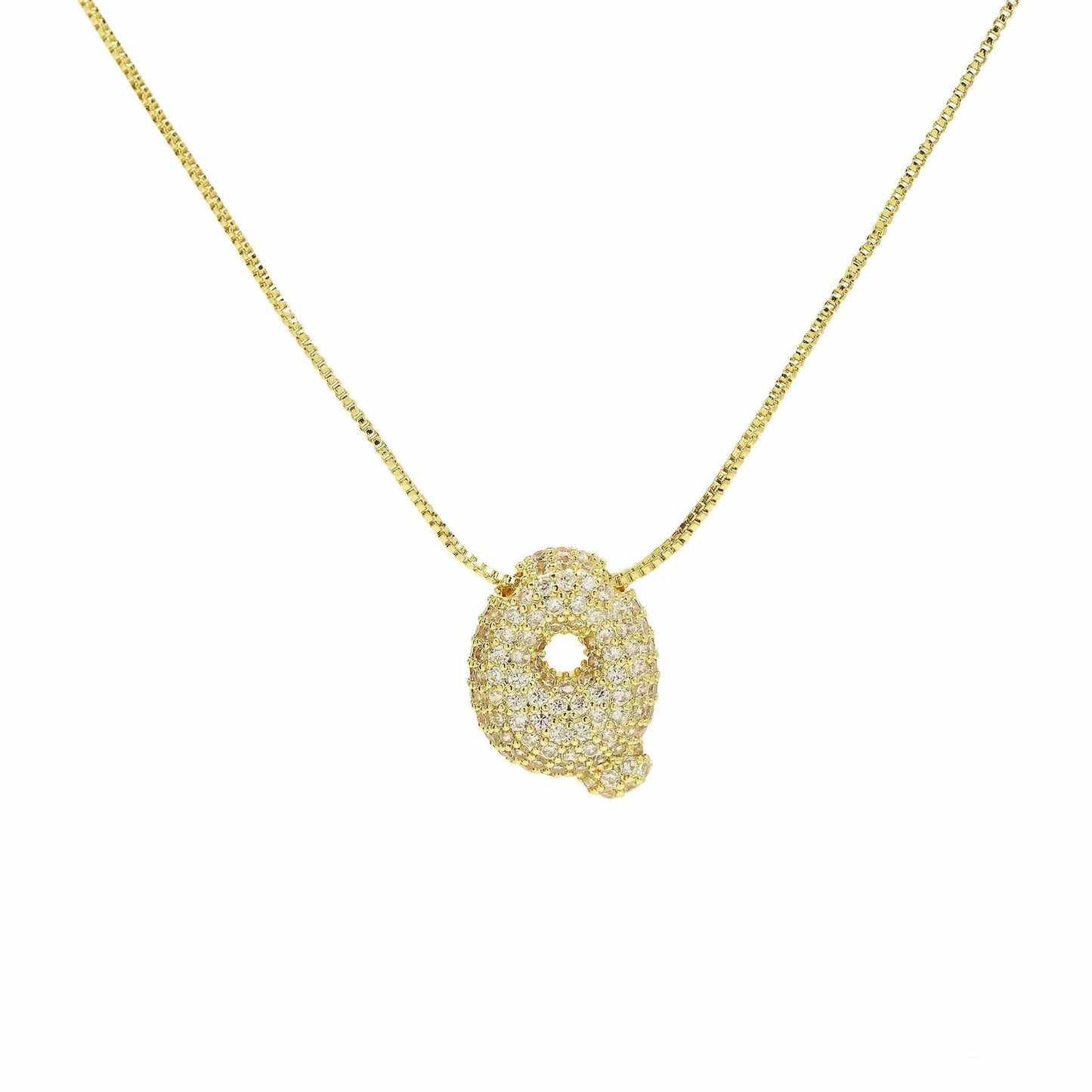 J'ador Paris Necklaces Gold / Q Sparkly Bubble Initial Necklace