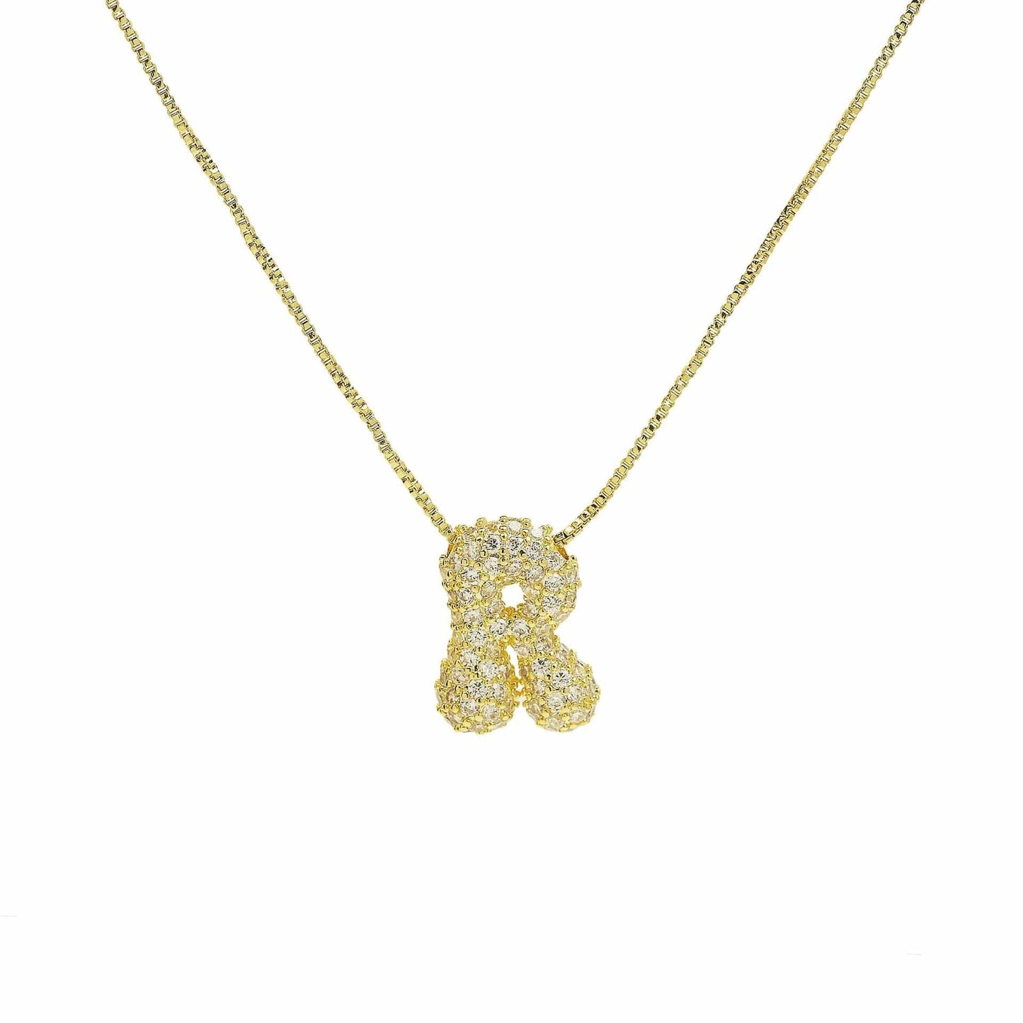 J'ador Paris Necklaces Gold / R Sparkly Bubble Initial Necklace
