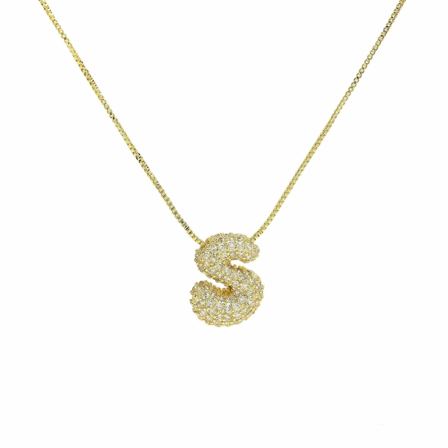 J'ador Paris Necklaces Gold / S Sparkly Bubble Initial Necklace