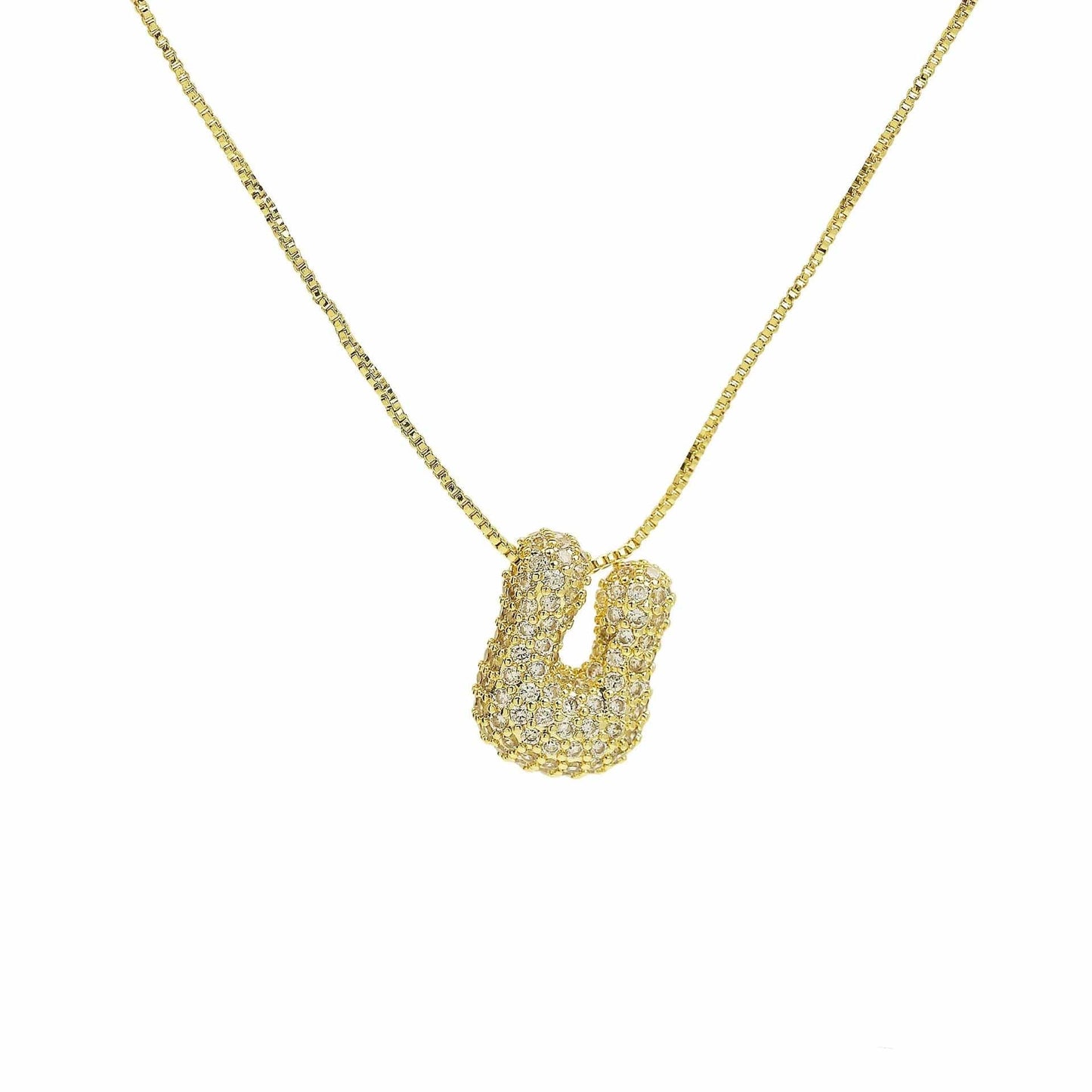 J'ador Paris Necklaces Gold / U Sparkly Bubble Initial Necklace