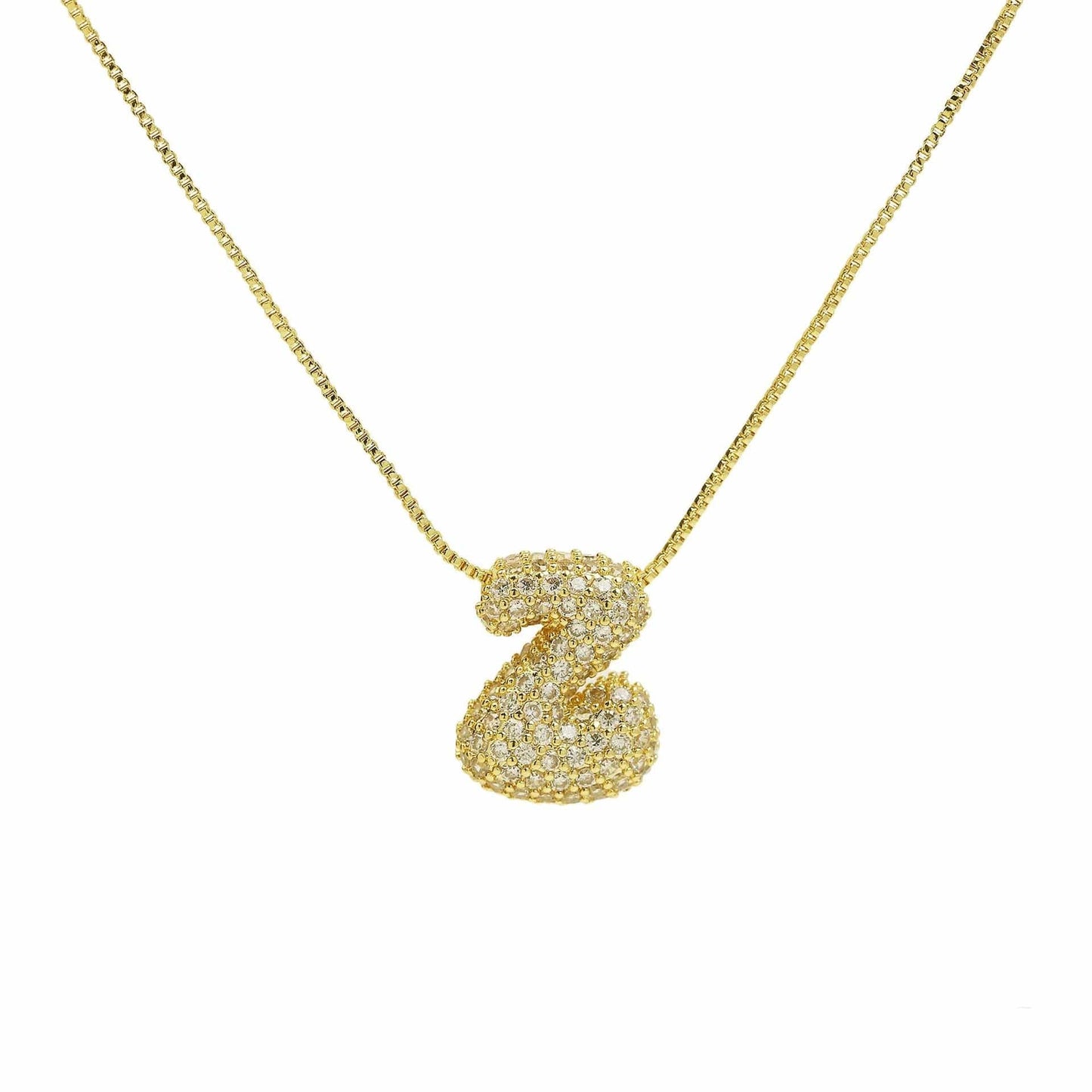 J'ador Paris Necklaces Gold / Z Sparkly Bubble Initial Necklace