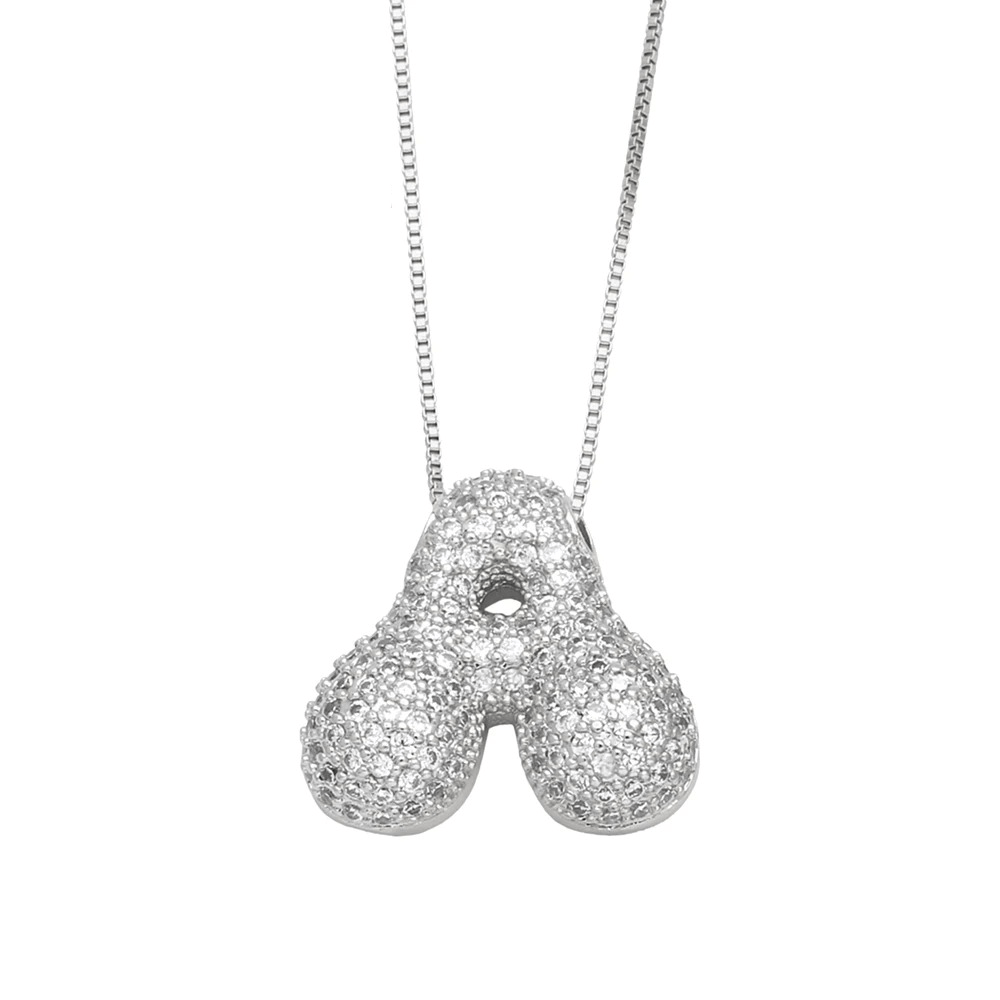 J'ador Paris Necklaces Silver / A Sparkly Bubble Initial Necklace