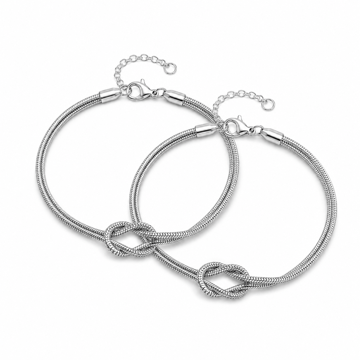 J'ador Paris bracelets Pair - Silver + Silver Bond Bracelet