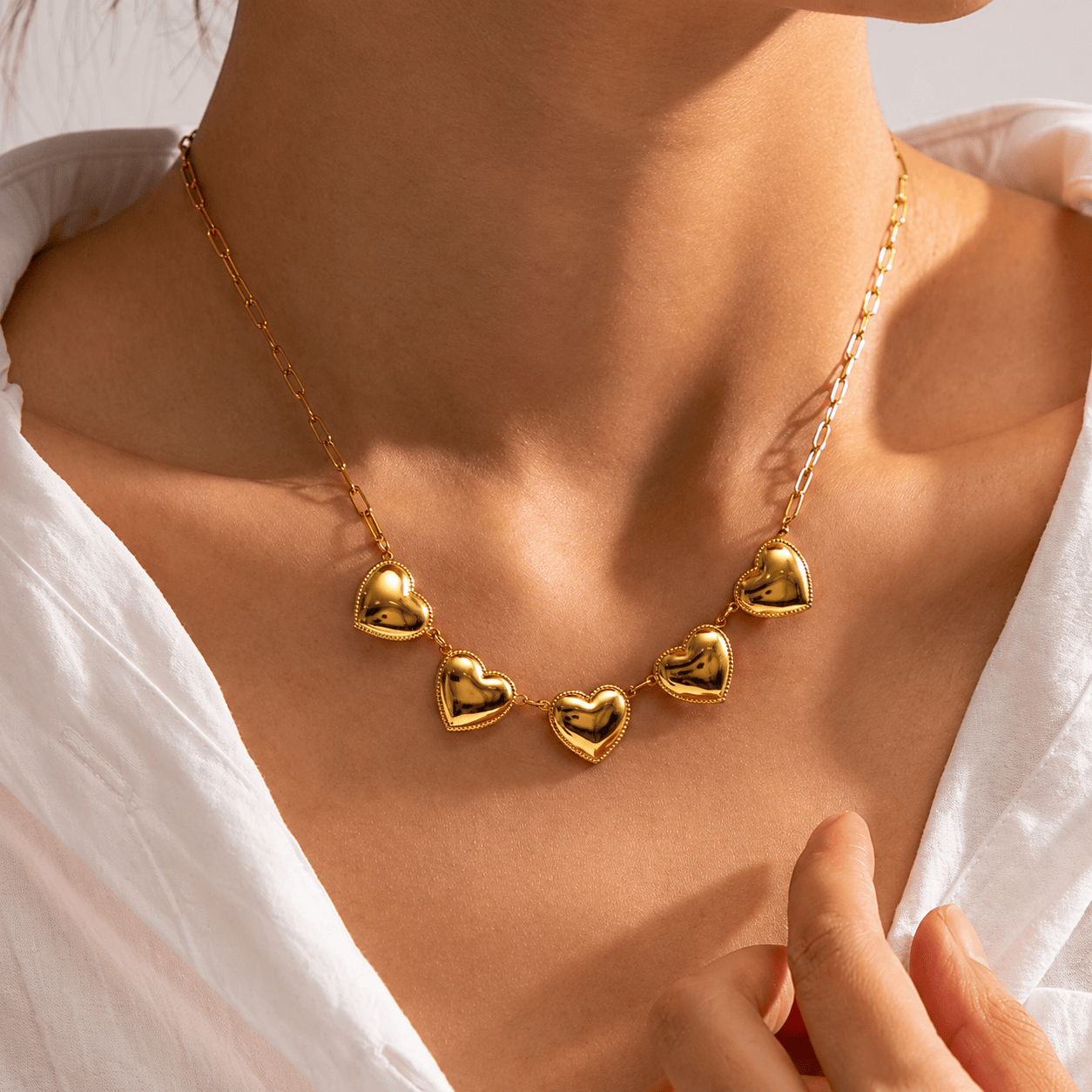 J'ador Paris Earrings Golden Heart Charm Necklace