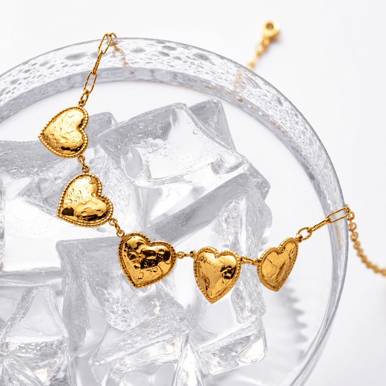 J'ador Paris Earrings Golden Heart Charm Necklace