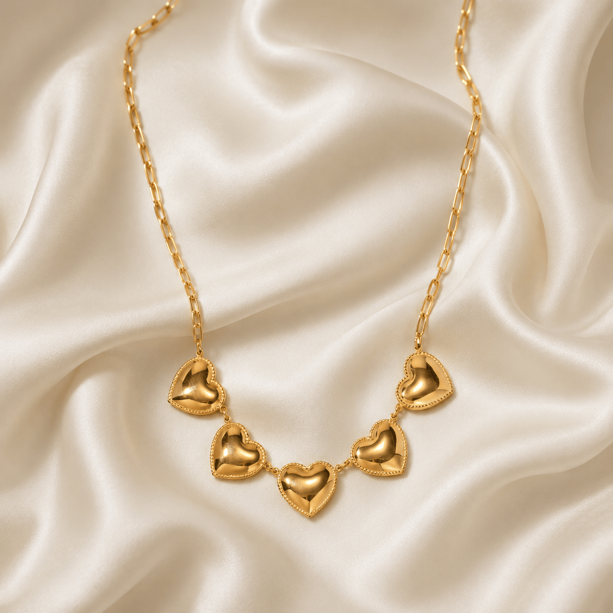J'ador Paris Earrings Golden Heart Charm Necklace