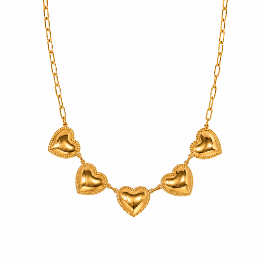J'ador Paris Earrings Golden Heart Charm Necklace