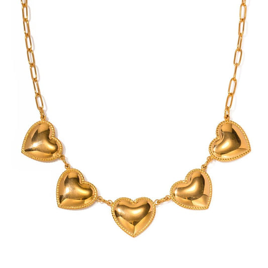 J'ador Paris Earrings Golden Heart Charm Necklace